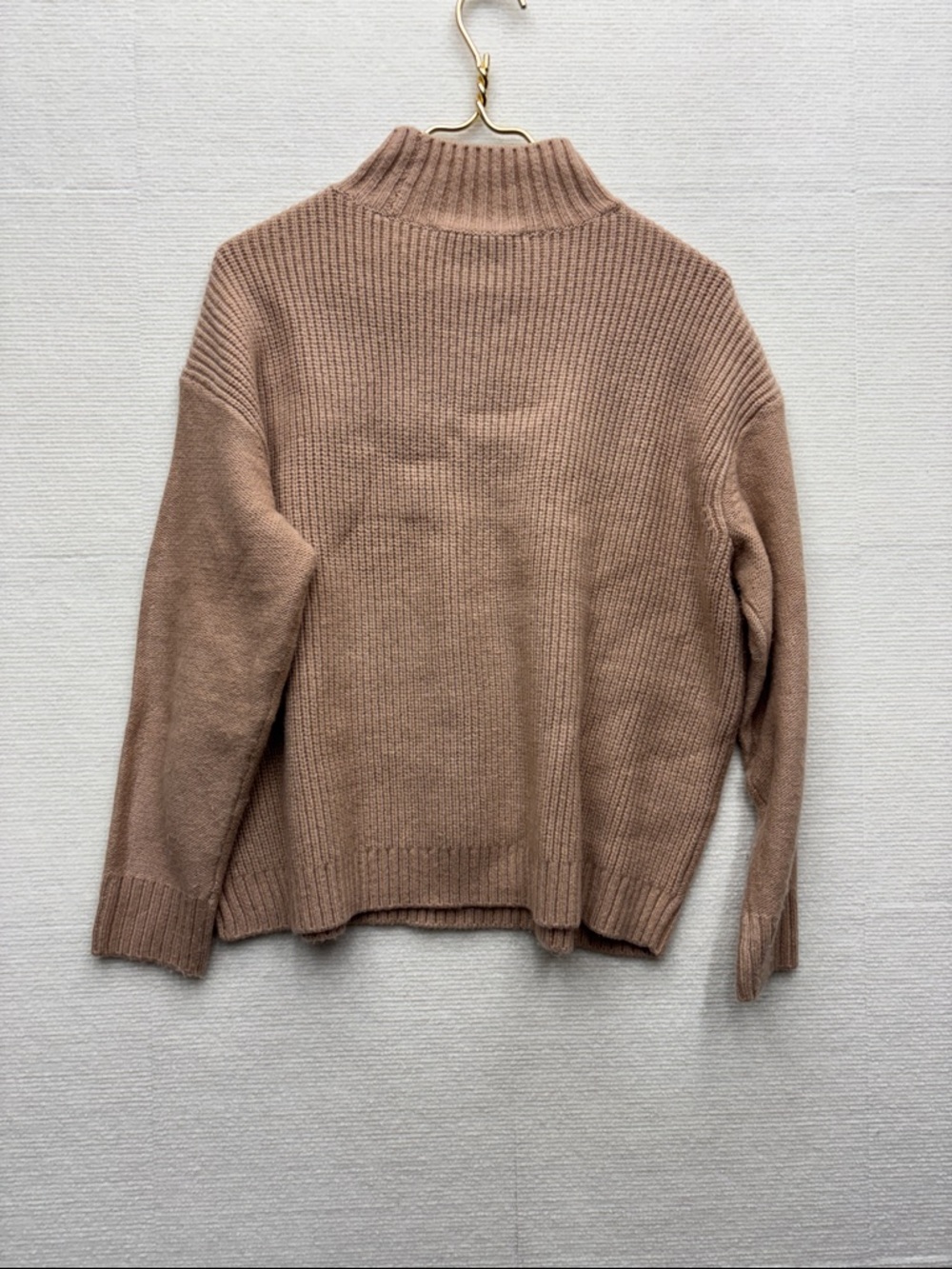 Loft | Mock Neck Cable Knit Sweater - Taupe SP small petite wool blend - Picture 5 of 7